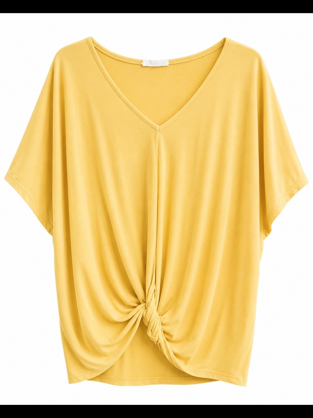 entro Yellow Knot-Front V-Neck Short Sleeve Top Excellent Condition Medium